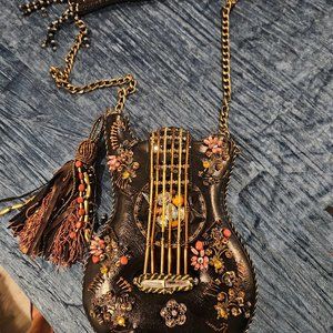 Black crossbody guitar purse